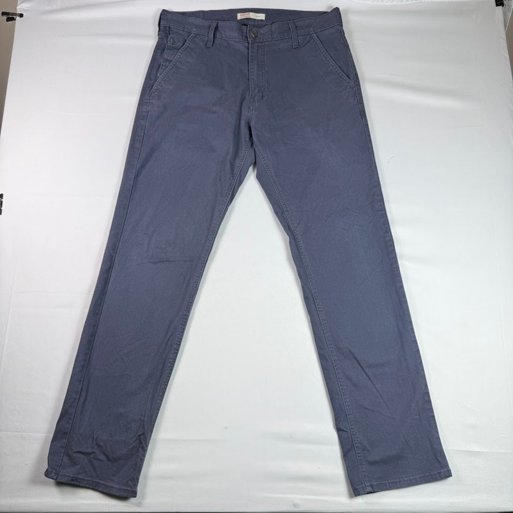 Signature by Levi Strauss Mens Athletic Fit Chinos Gray 34x34 Stretch Zip Pocket